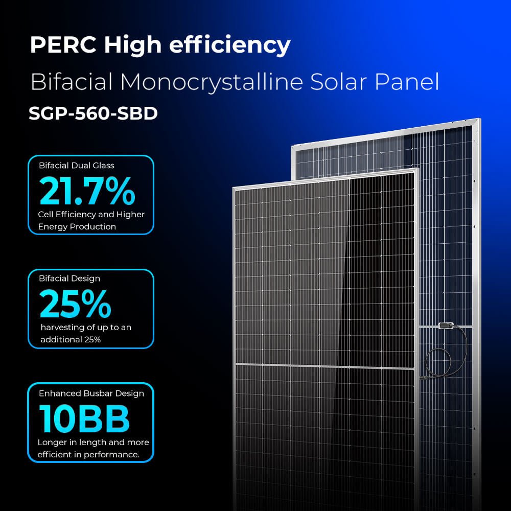 560W Bifacial PERC Solar Panel  | SGP-560-SBD UL61730