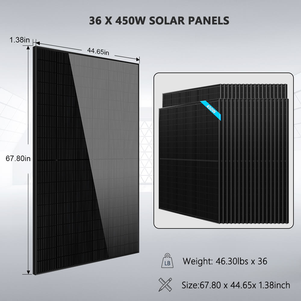 Hybrid Solar Kit 11.4KW 48V Split Phase 20.48KWH/51.2KWH Lithium Battery 450 Watt Solar Panel SGH-11N2E/ SGH-11N5E