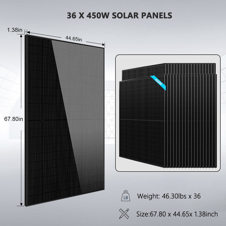 Hybrid Solar Kit 11.4KW 48V Split Phase 20.48KWH/51.2KWH Lithium Battery 450 Watt Solar Panel SGH-11N2E/ SGH-11N5E