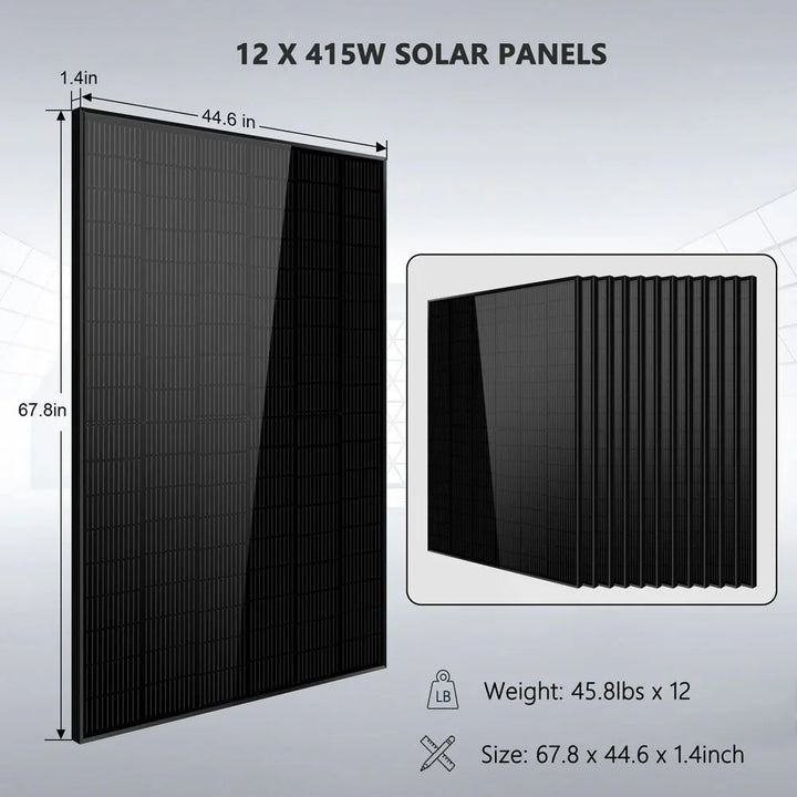 Off-Grid Solar Kit 6500W/ 8000W 48VDC 120V/240V LifePo4 10.24KWH-20.48KWH Lithium Battery 8 X 415 Watts Solar Panels