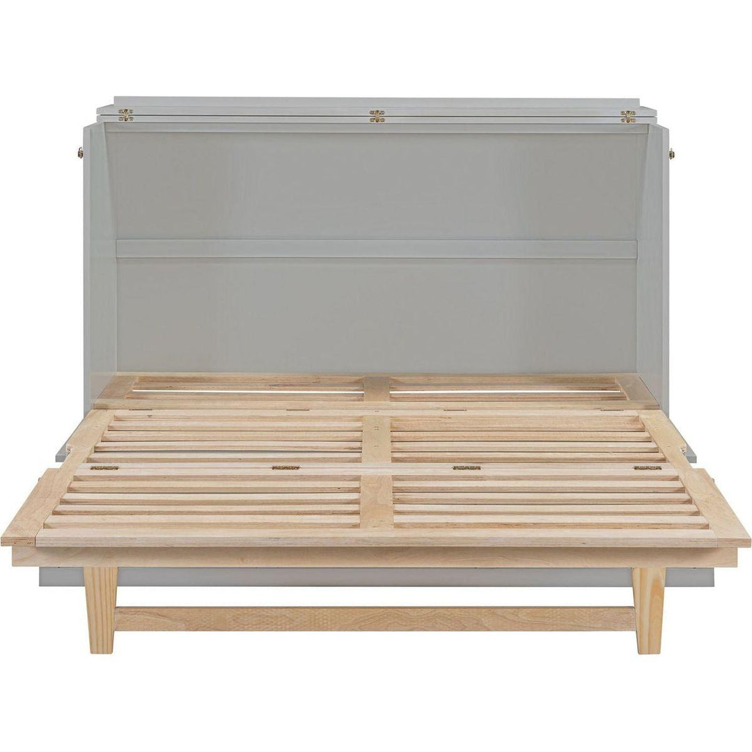 Queen Murphy Bed with Large Drawers,Gray