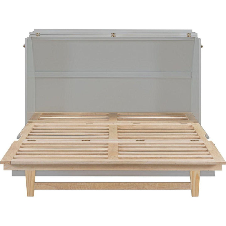 Queen Murphy Bed with Large Drawers,Gray