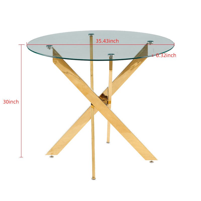 Streamdale Furniture 1+2,3pieces dining set, Table metal leg Mid-century Dining Table for 4-6 people With Glass Table Top, Pedestal Dining Table, End Table Leisure Coffee Table W234S00095