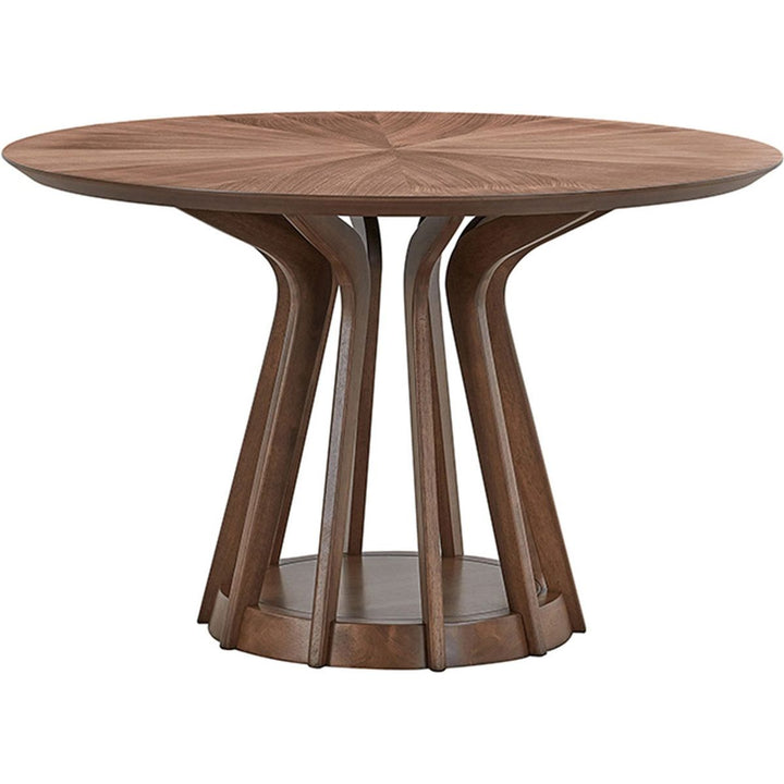Streamdale Furniture (1 Table+4 Chairs)Modern Dining Table Set of 5 pcs,Wooden Dining Table and Upholstered Chairs for Living Room,Round Kitchen Set with Sturdy Legs for Restaurant,Walnut W2582S00125
