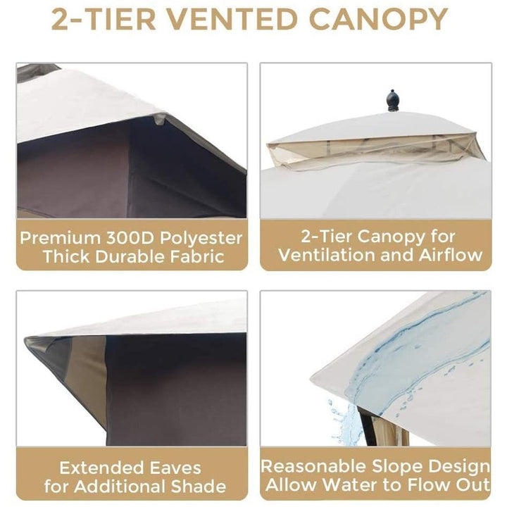 Streamdale Furniture 10x12 FT Softtop Metal Gazebo with Mosquito Net&Sunshade Curtains,Sturdy Heavy Duty Double Roof Canopy,Galvanized Steel Design Outdoor Tent,Suitable for Gardens,Patio,Backyard W2259P155187