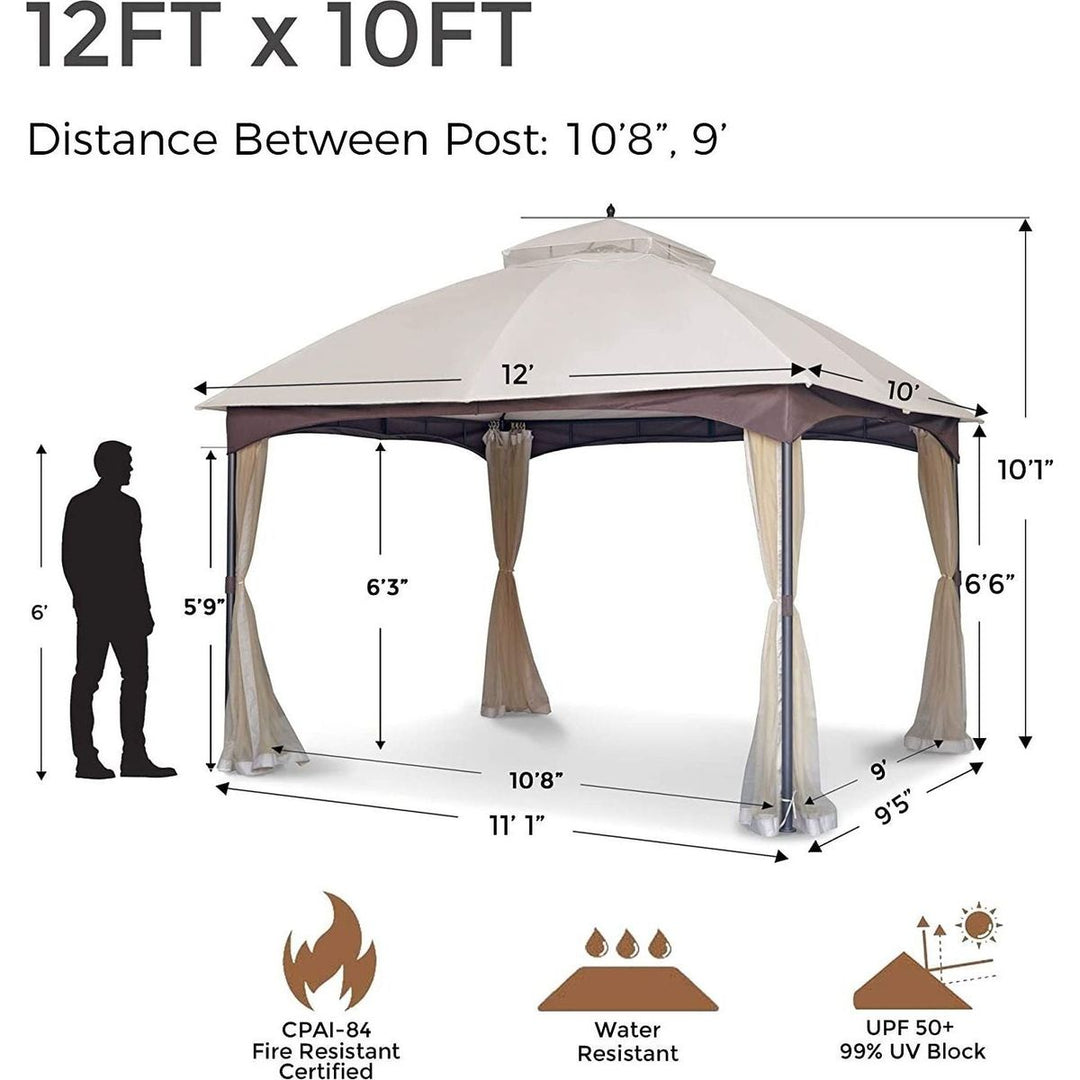 Streamdale Furniture 10x12 FT Softtop Metal Gazebo with Mosquito Net&Sunshade Curtains,Sturdy Heavy Duty Double Roof Canopy,Galvanized Steel Design Outdoor Tent,Suitable for Gardens,Patio,Backyard W2259P155187
