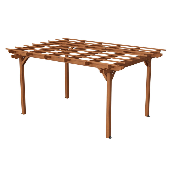 Streamdale Furniture 12 x 10 FT Outdoor Wood Pergola, Wooden Grape Pergola for Climbing Plant Support for Garden, Patio, Backyard, Deck, Brown W1422S00054