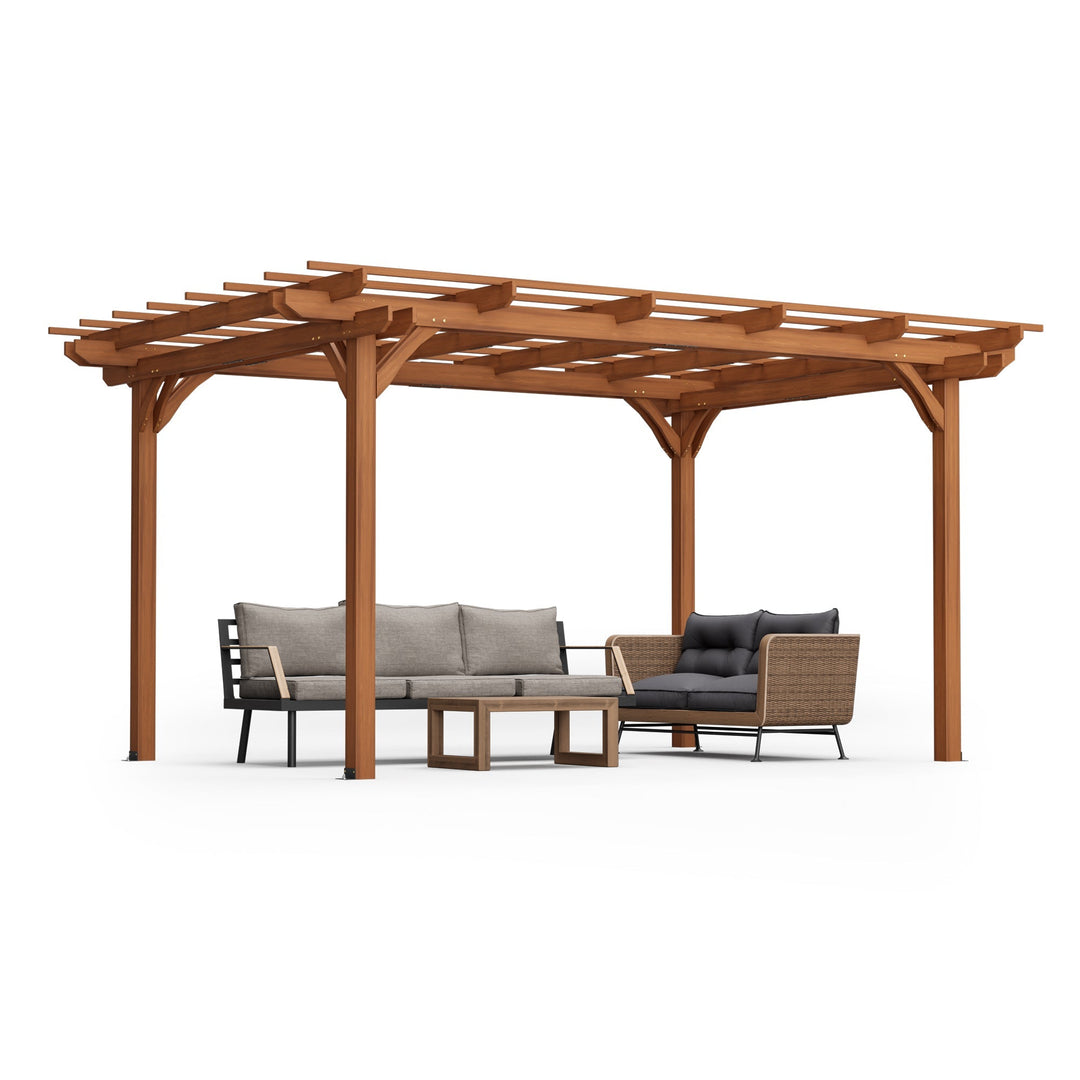 Streamdale Furniture 12 x 10 FT Outdoor Wood Pergola, Wooden Grape Pergola for Climbing Plant Support for Garden, Patio, Backyard, Deck, Brown W1422S00054