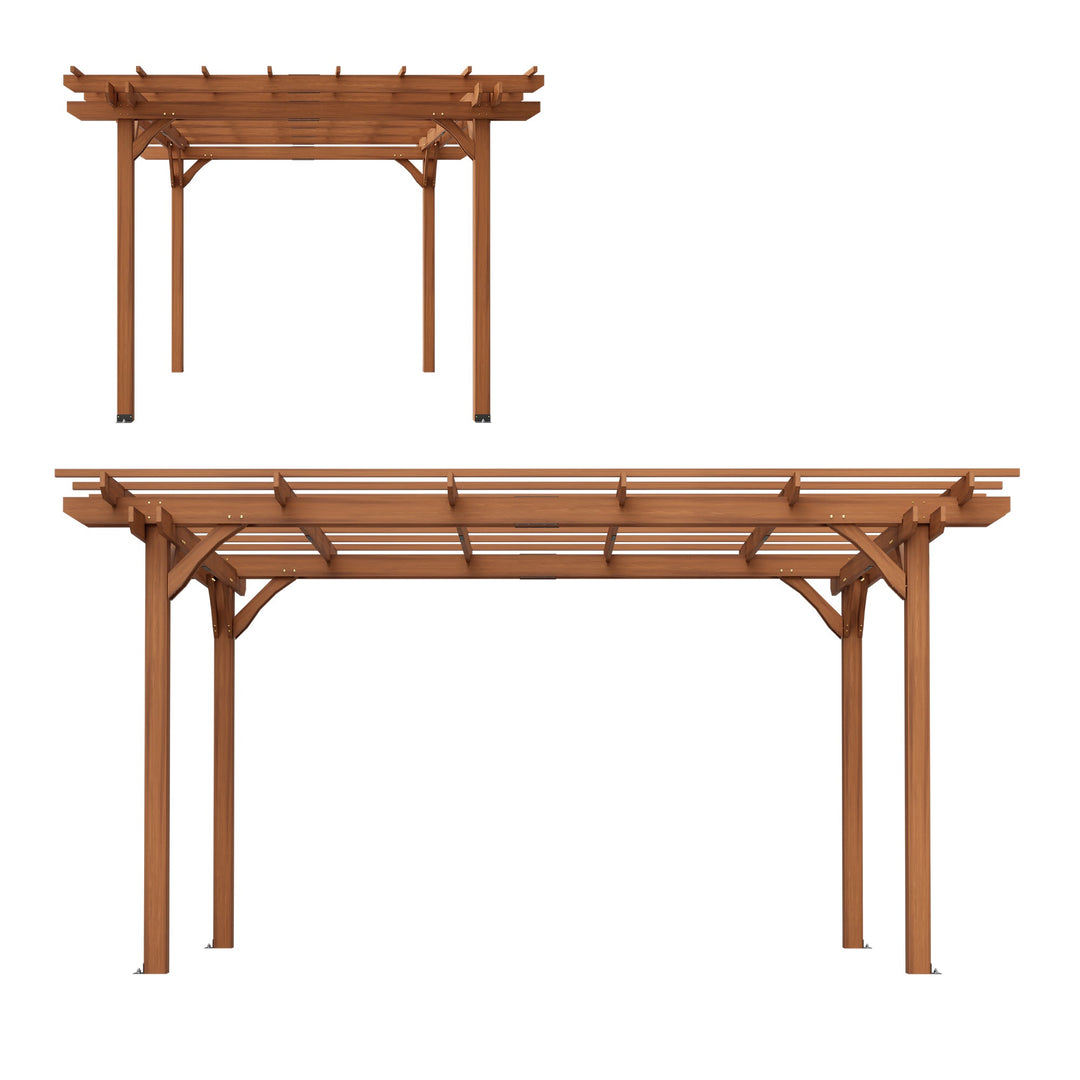 Streamdale Furniture 12 x 10 FT Outdoor Wood Pergola, Wooden Grape Pergola for Climbing Plant Support for Garden, Patio, Backyard, Deck, Brown W1422S00054
