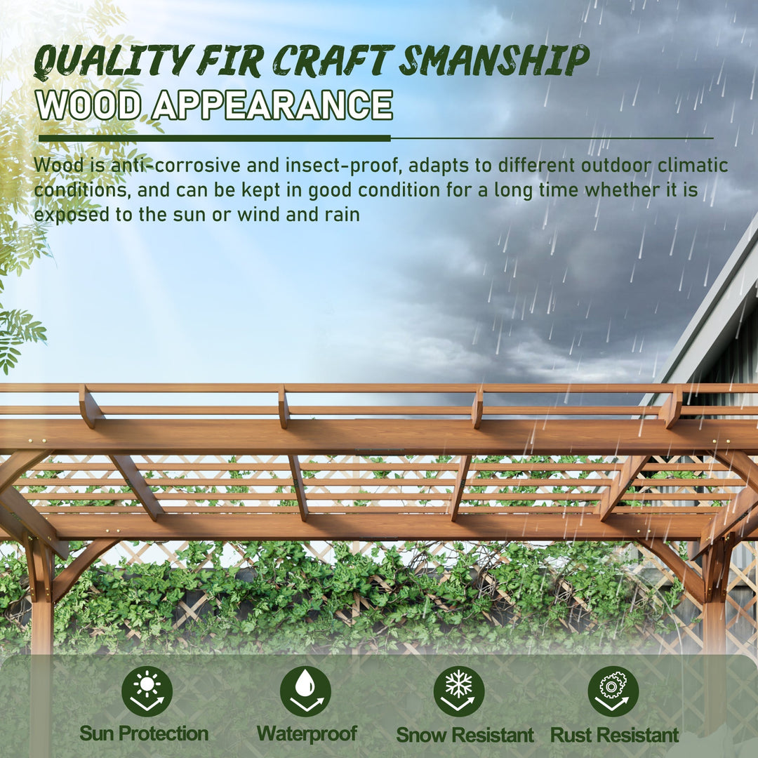 Streamdale Furniture 12 x 10 FT Outdoor Wood Pergola, Wooden Grape Pergola for Climbing Plant Support for Garden, Patio, Backyard, Deck, Brown W1422S00054