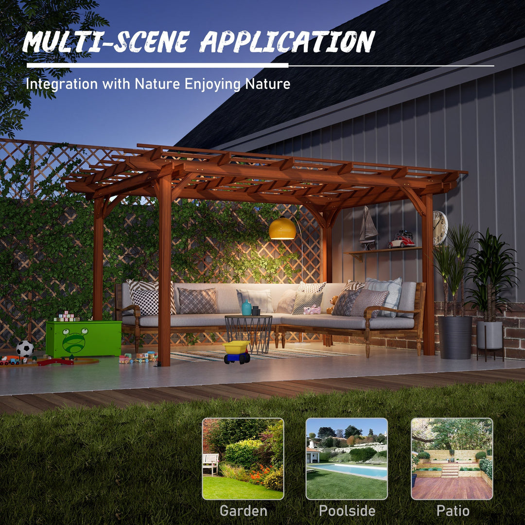 Streamdale Furniture 12 x 10 FT Outdoor Wood Pergola, Wooden Grape Pergola for Climbing Plant Support for Garden, Patio, Backyard, Deck, Brown W1422S00054