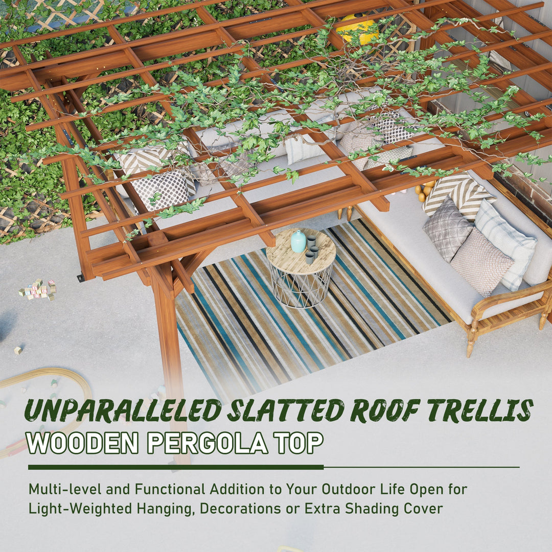 Streamdale Furniture 12 x 10 FT Outdoor Wood Pergola, Wooden Grape Pergola for Climbing Plant Support for Garden, Patio, Backyard, Deck, Brown W1422S00054