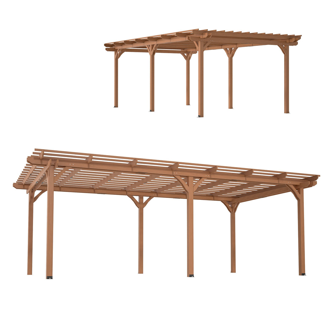 Streamdale Furniture 12' x 16' Outdoor Gazebo Wooden Grape pergola for Climbing Plant Support, Garden, Terrace, Backyard, Deck, Brown W1422S00045