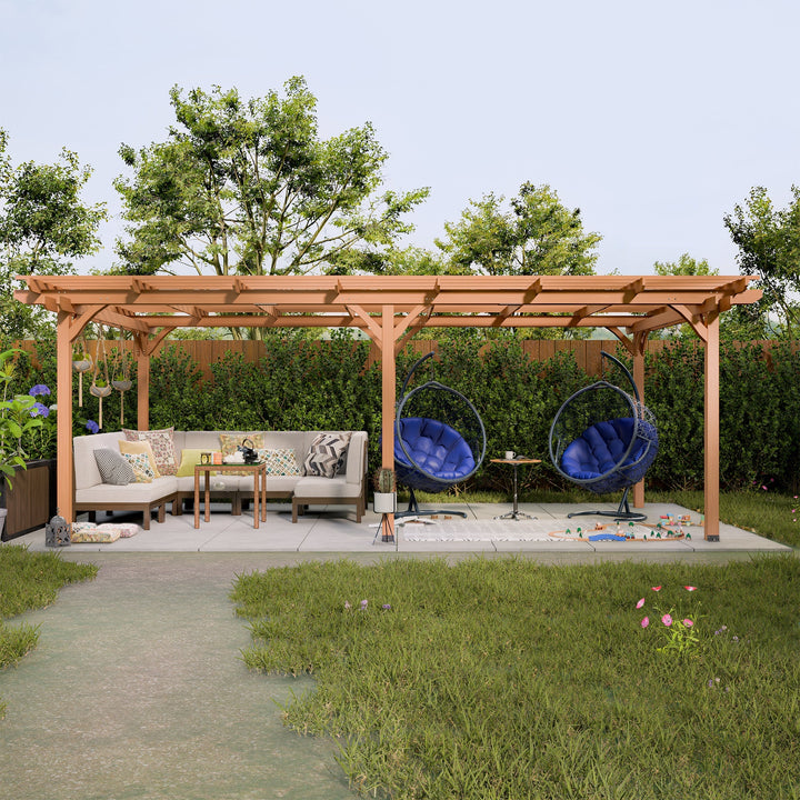 Streamdale Furniture 12' x 16' Outdoor Gazebo Wooden Grape pergola for Climbing Plant Support, Garden, Terrace, Backyard, Deck, Brown W1422S00045
