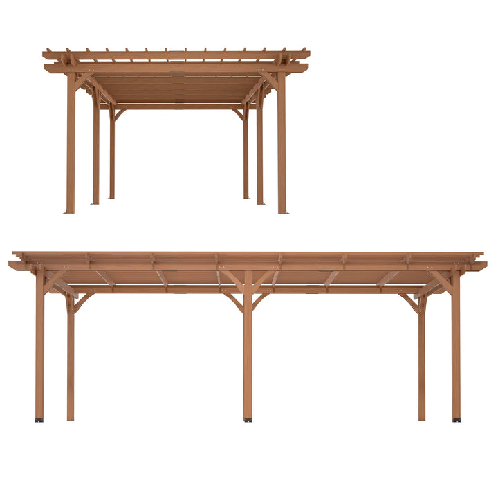 Streamdale Furniture 12' x 16' Outdoor Gazebo Wooden Grape pergola for Climbing Plant Support, Garden, Terrace, Backyard, Deck, Brown W1422S00045