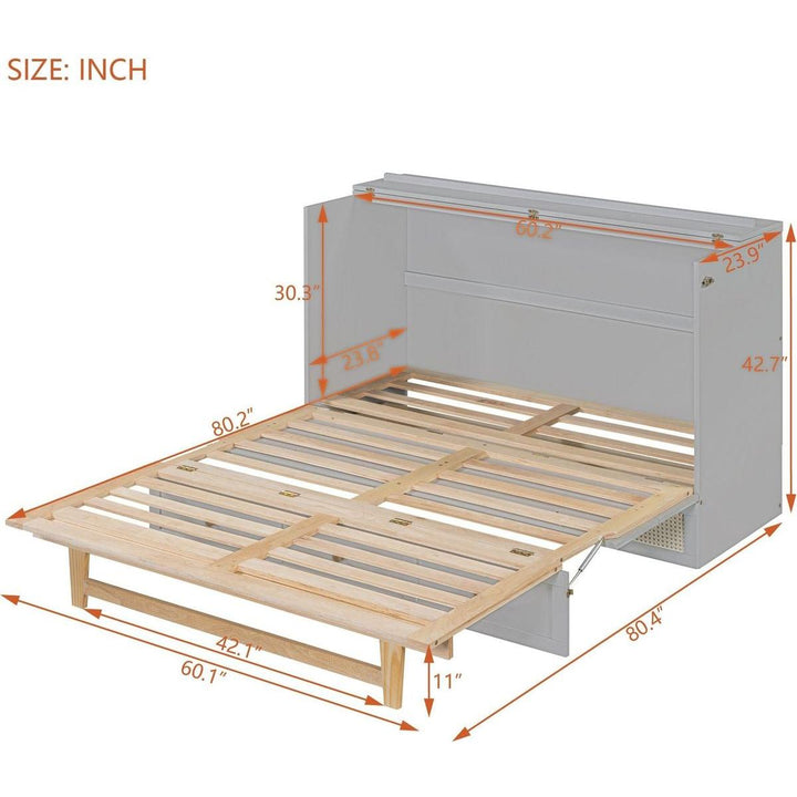Queen Murphy Bed with Large Drawers,Gray