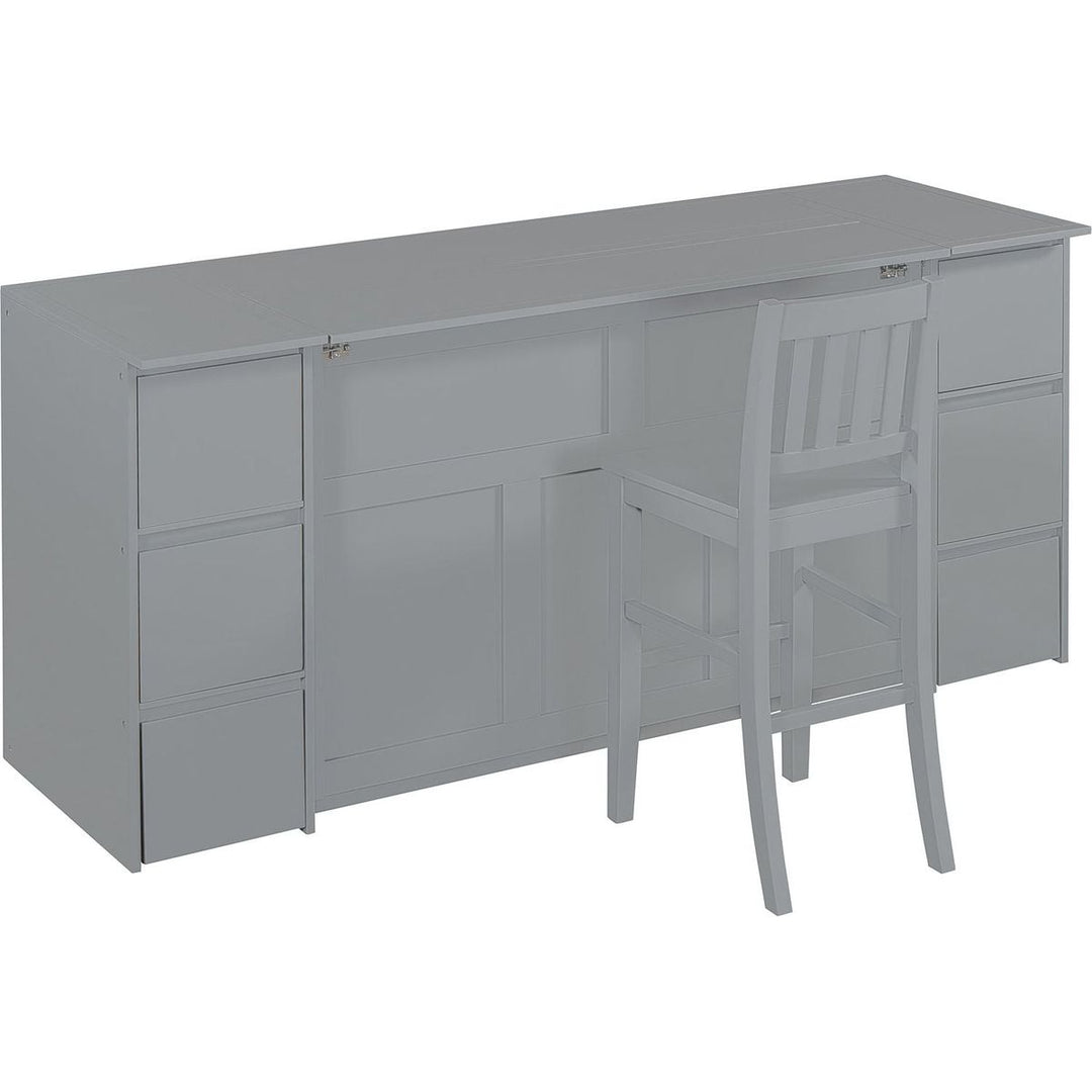 Full Size Murphy Bed with Drawers, Cabinets and USB Ports,Gray