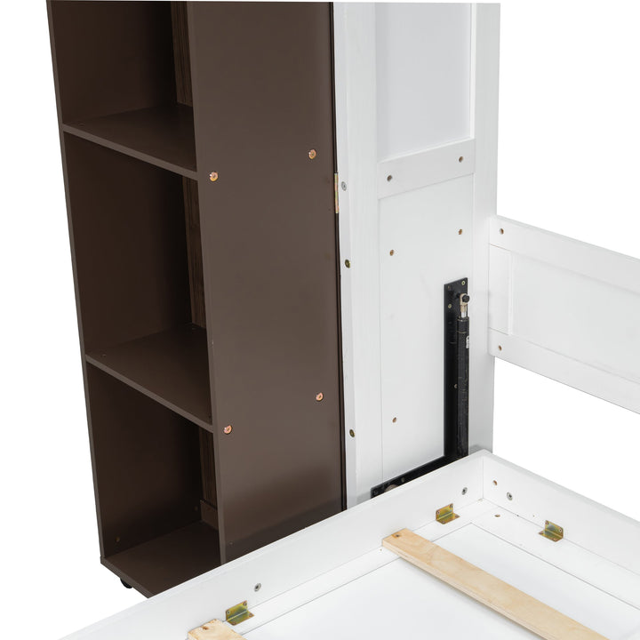 Queen Murphy Bed Wall Bed with Storage Doors, Espresso