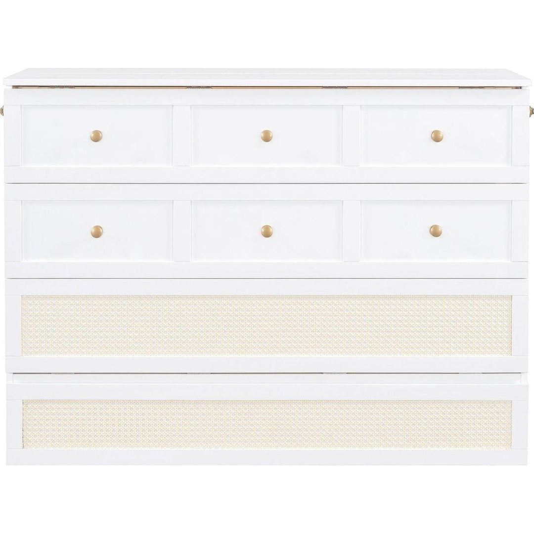 Full Size Murphy Bed with Large Drawers,White