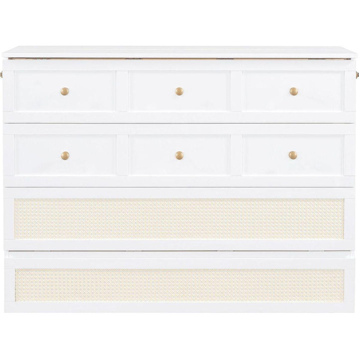 Full Size Murphy Bed with Large Drawers,White