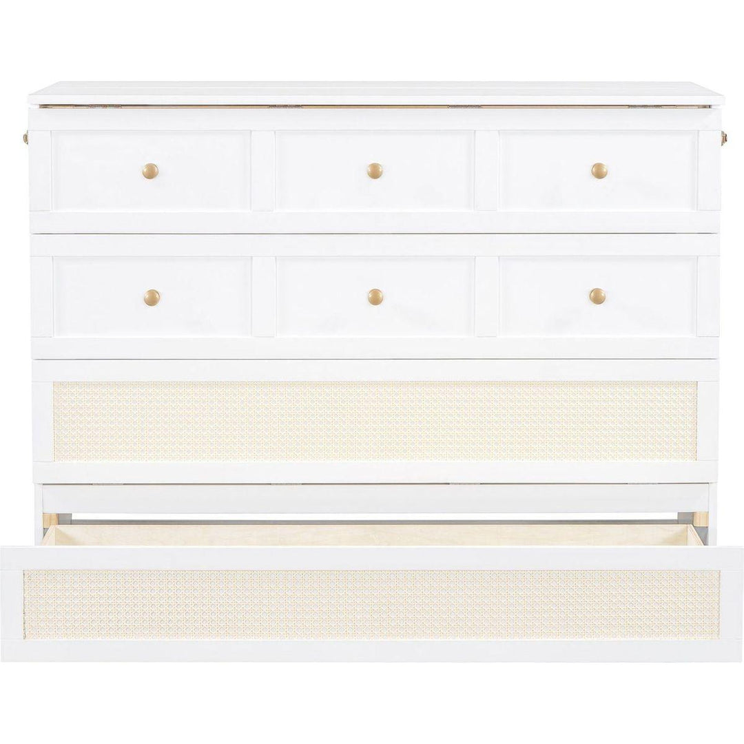 Full Size Murphy Bed with Large Drawers,White