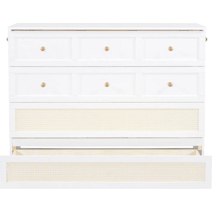 Full Size Murphy Bed with Large Drawers,White