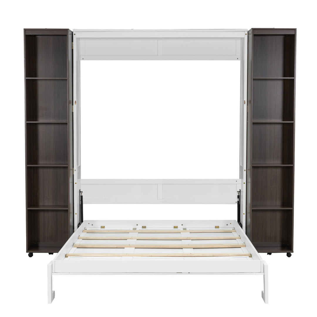 Queen Murphy Bed Wall Bed with Storage Doors, Espresso