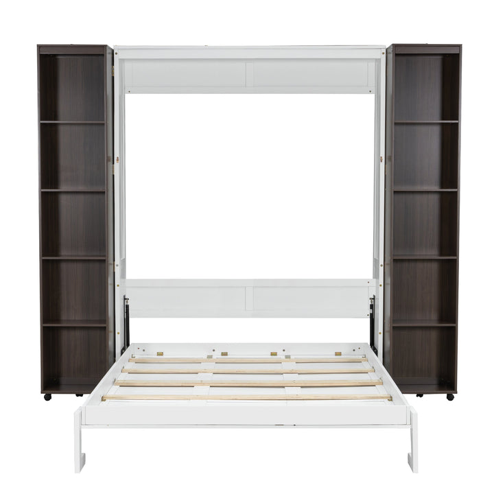 Queen Murphy Bed Wall Bed with Storage Doors, Espresso