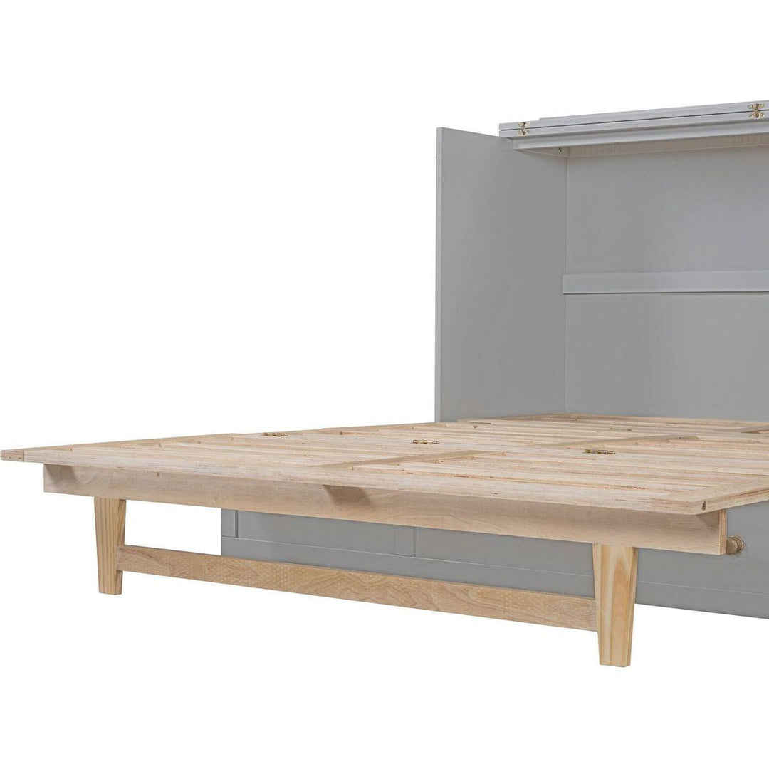 Queen Murphy Bed with Large Drawers,Gray