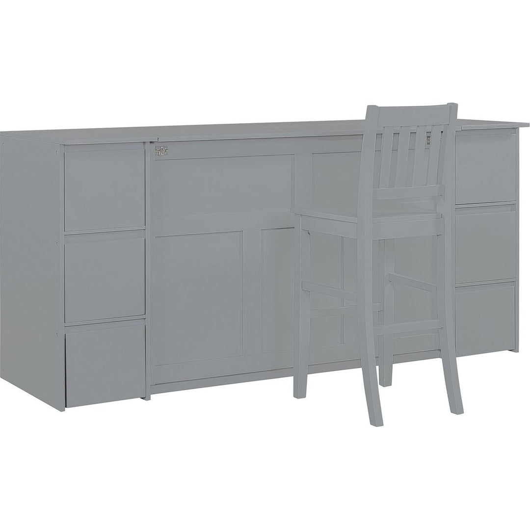 Full Size Murphy Bed with Drawers, Cabinets and USB Ports,Gray