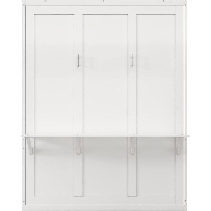 Queen Size Murphy Bed with 2 Side Cabinet Storage Shelves, 68-inch Cabinet Bed Folding Wall Bed with Desk Combo Perfect for Guest Room, Study, Office,White(old sku:BS7013008104C)