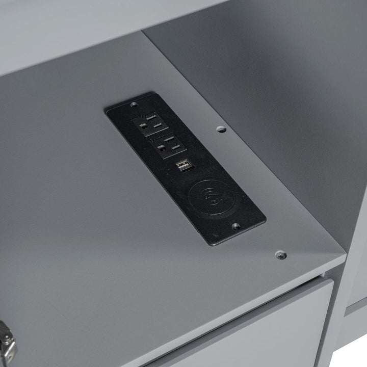 Full Size Murphy Bed with Drawers, Cabinets and USB Ports,Gray