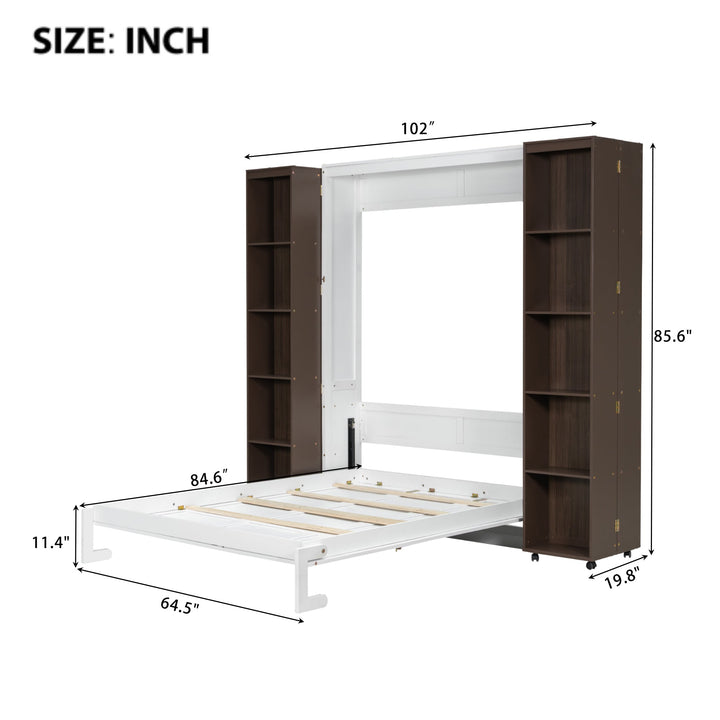 Queen Murphy Bed Wall Bed with Storage Doors, Espresso