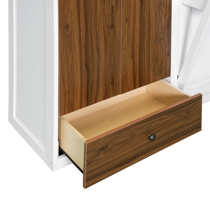 Full Size Murphy Bed Wall Bed with Closet ,Drawers and Table,White
