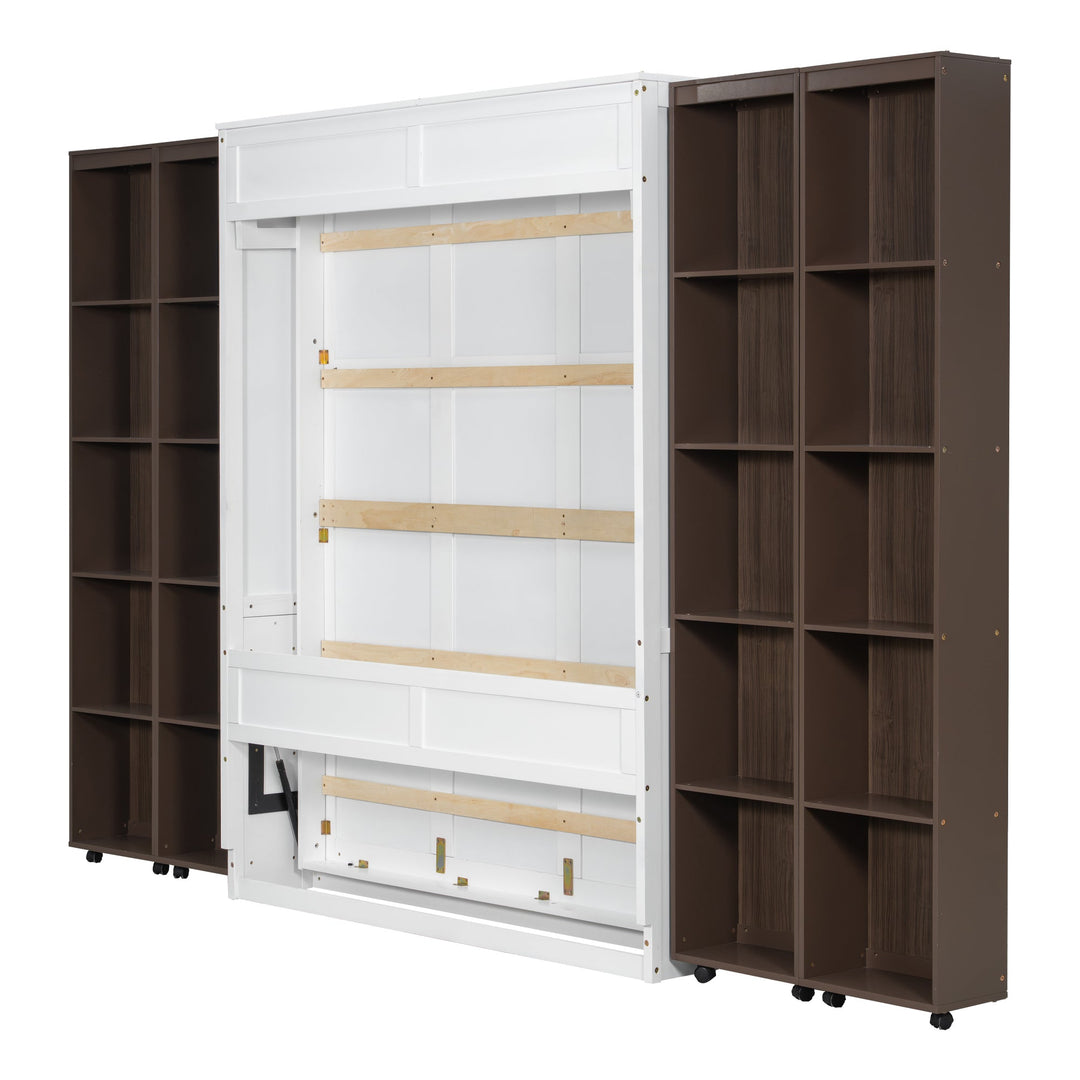 Queen Murphy Bed Wall Bed with Storage Doors, Espresso
