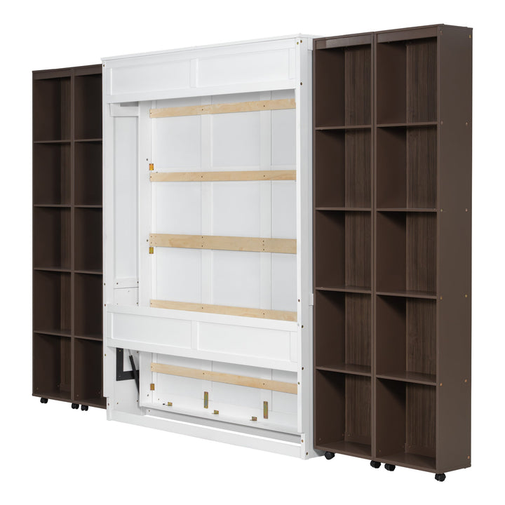 Queen Murphy Bed Wall Bed with Storage Doors, Espresso