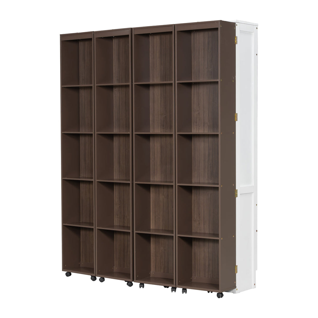 Queen Murphy Bed Wall Bed with Storage Doors, Espresso