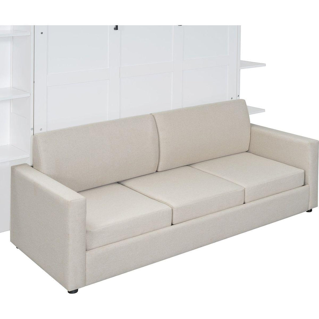Queen Size Murphy Bed Wall Bed with Sofa,White