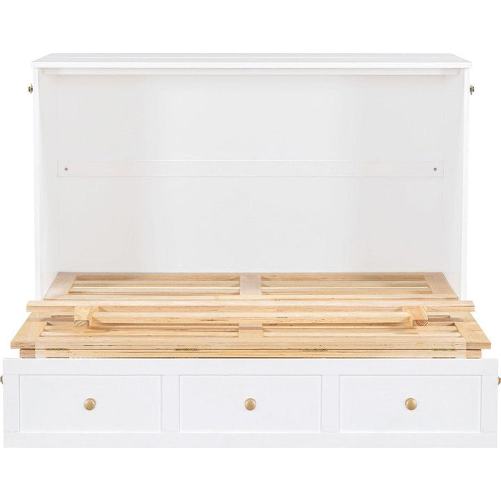 Full Size Murphy Bed with Large Drawers,White