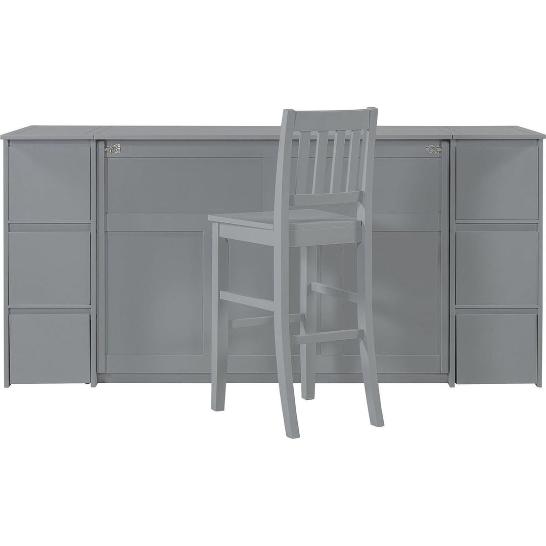 Full Size Murphy Bed with Drawers, Cabinets and USB Ports,Gray