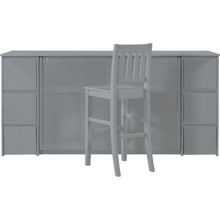 Full Size Murphy Bed with Drawers, Cabinets and USB Ports,Gray