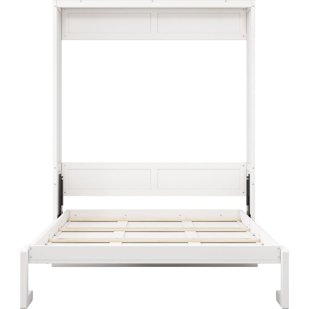 Full Size Murphy Bed with 1 Side Cabinet Storage Shelf, 61.5-inch Cabinet Bed Folding Wall Bed with Desk Combo Perfect for Guest Room,Study, Office,White(old sku:BS7012008109C)