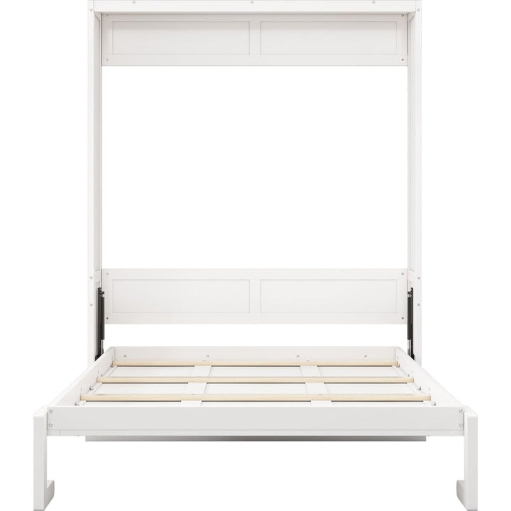 Full Size Murphy Bed with 1 Side Cabinet Storage Shelf, 61.5-inch Cabinet Bed Folding Wall Bed with Desk Combo Perfect for Guest Room,Study, Office,White(old sku:BS7012008109C)
