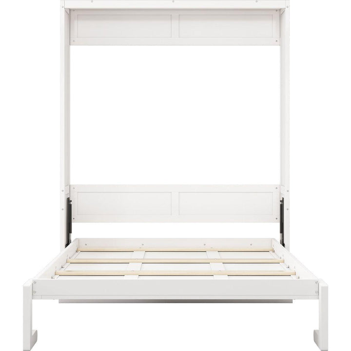 Queen Size Murphy Bed with 2 Side Cabinet Storage Shelves, 68-inch Cabinet Bed Folding Wall Bed with Desk Combo Perfect for Guest Room, Study, Office,White(old sku:BS7013008104C)