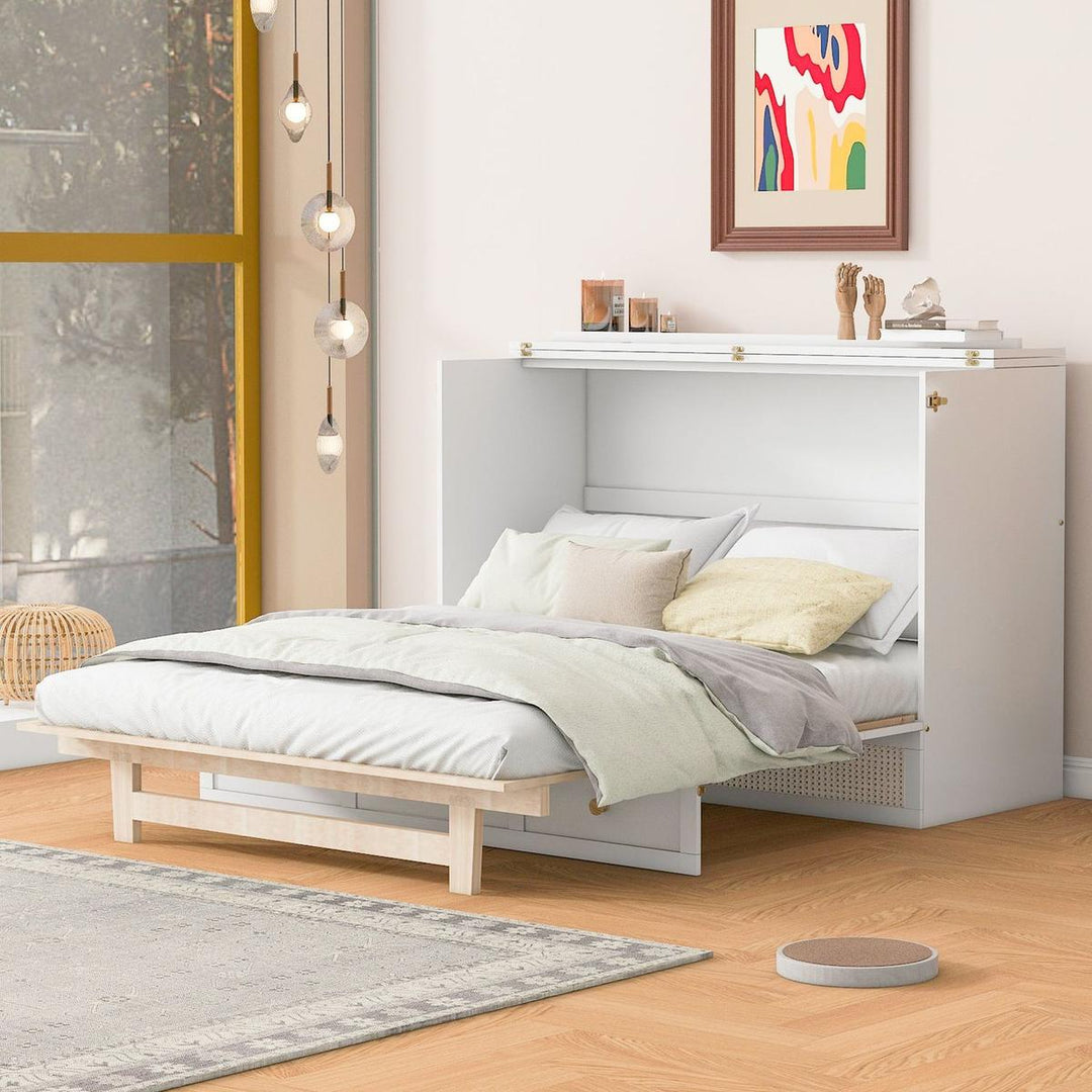Full Size Murphy Bed with Large Drawers,White