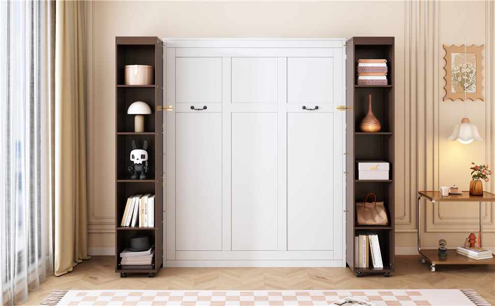 Queen Murphy Bed Wall Bed with Storage Doors, Espresso