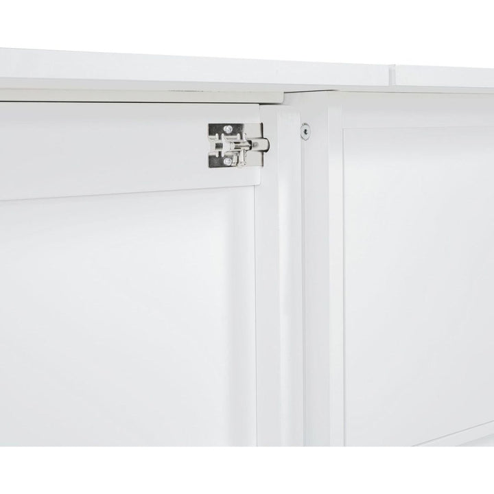 Full Size Murphy Bed with Drawers, Cabinets and USB Ports,White