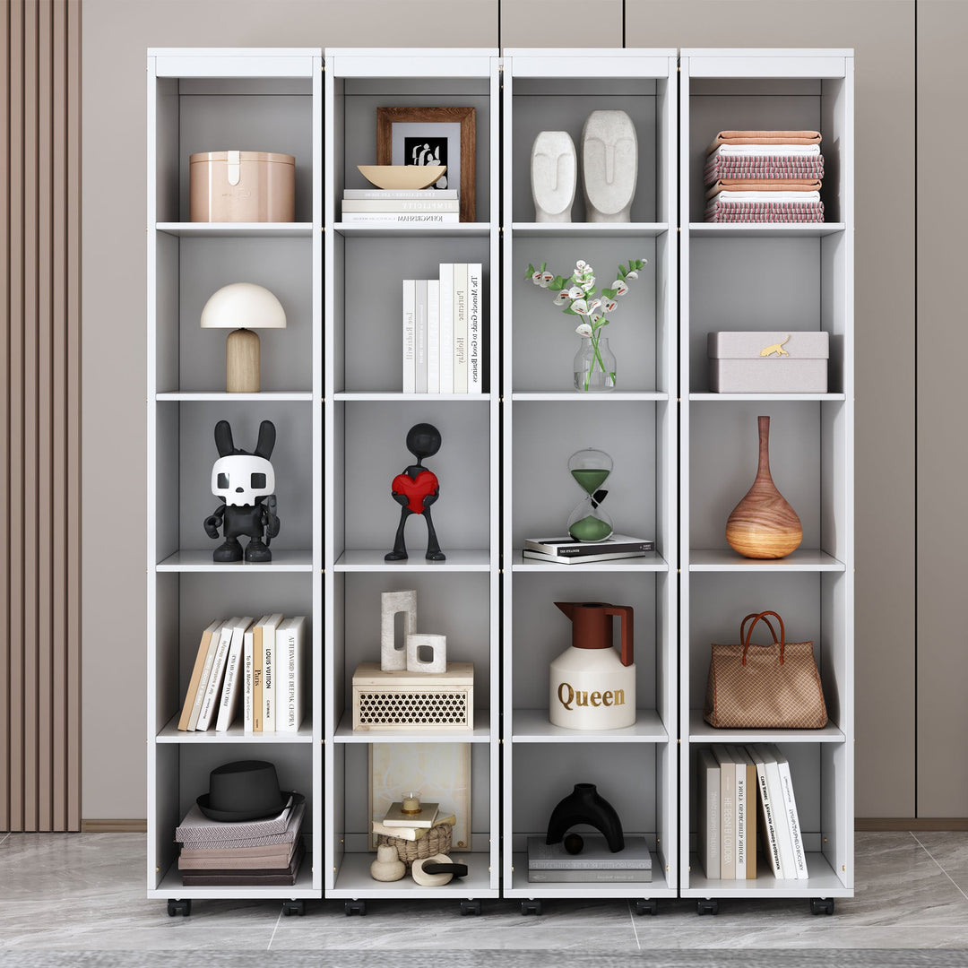 Queen Murphy Bed Wall Bed with Storage Doors, White