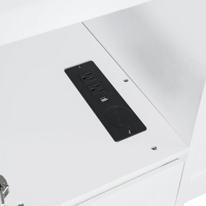 Full Size Murphy Bed with Drawers, Cabinets and USB Ports,White