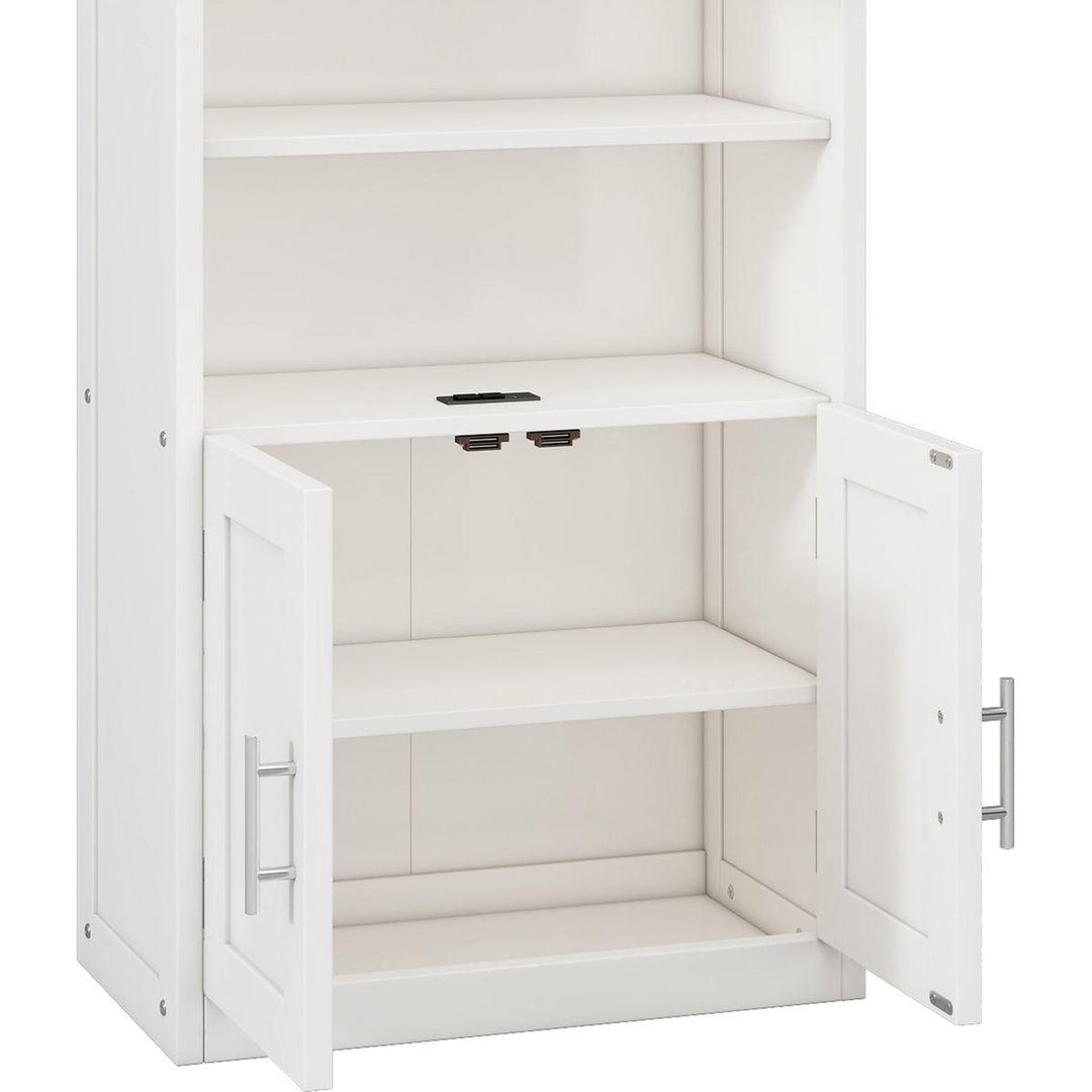 Queen Size Murphy Bed with 2 Side Cabinet Storage Shelves, 68-inch Cabinet Bed Folding Wall Bed with Desk Combo Perfect for Guest Room, Study, Office,White(old sku:BS7013008104C)